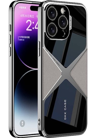 Zore Apple Uyumlu iPhone 15 Pro Kılıf Ultra İnce Kamera Korumalı Pc + Deri Arka Yüzey X- Titanyum-gri