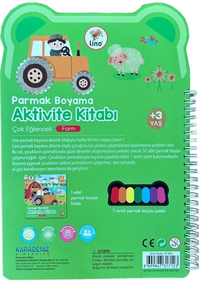 Parmak Boyama Aktivite Kitabı Farm 50 Sayfa Yıkanabilir Mürekkepli