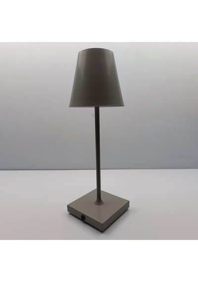 Konik Şapka Metal Şarjlı Masa Lambası Gri
