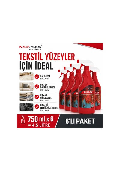 Karpaks Rust-ex Pas Lekesi Çıkarıcı Sprey 750 Ml X 6 Ekonomik Stok Paketi