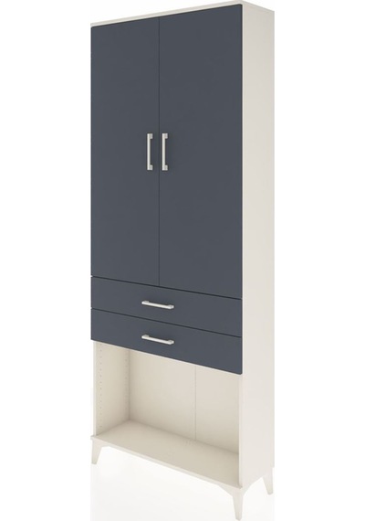 Arges Dolap 2 Raflı 2 Çekmeceli Tek Askılı 88x30x221 Aytaşı-antrasit Aytası