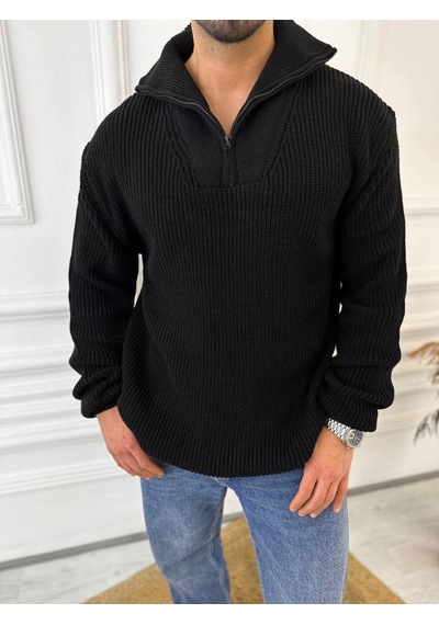 Elku Moda Kazak Oversize Tüylenmez Naturel Pamuk Fermuarlı Boğazlı Yaka Örme Triko Kazak Siyah Elku Moda Kazak Oversize Tüylenmez Naturel Pamuk Fermuarlı Boğazlı Yaka Örme Triko Kazak Siyah