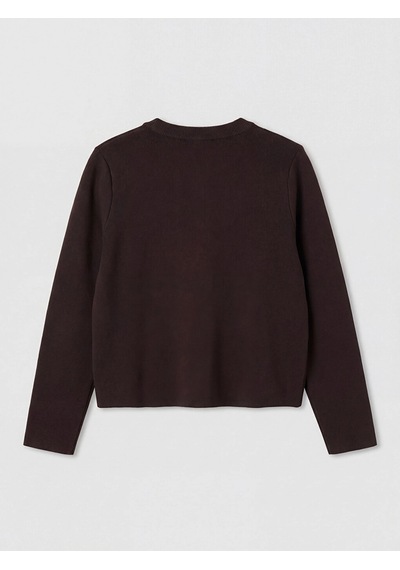 LC Waikiki Lcw Everyday Kahverengi Bisiklet Yaka Kadın Triko Hırka Dark Brown