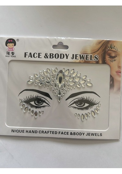 Face Gems Yüz Süsleme Taşı Vücut Kristali Model 15 Beyaz