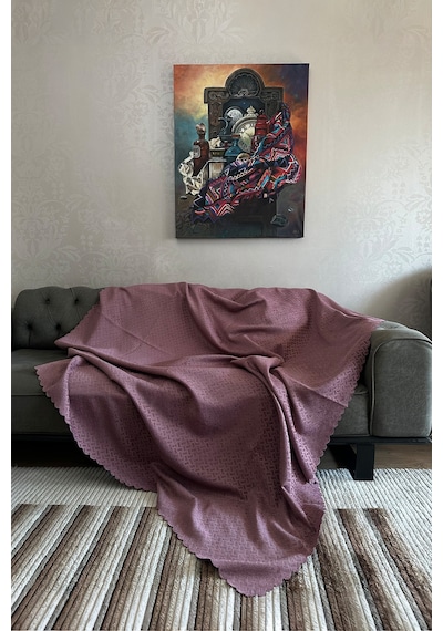 Sofline Kadife Şönil Koltuk Örtüsü, Kaymaz Kanepe Örtüsü, Koltuk Şalı 180 X 220cm Lila