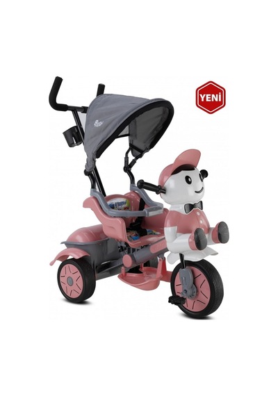 125 Yupi Panda Üçteker Çocuk Bisiklet 3 Teker Müzikli Pembe