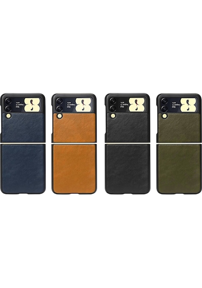 Galaxy Z Flip4 Için Deri Desenli Plastik Koruma Kilif-Al3148 561012575