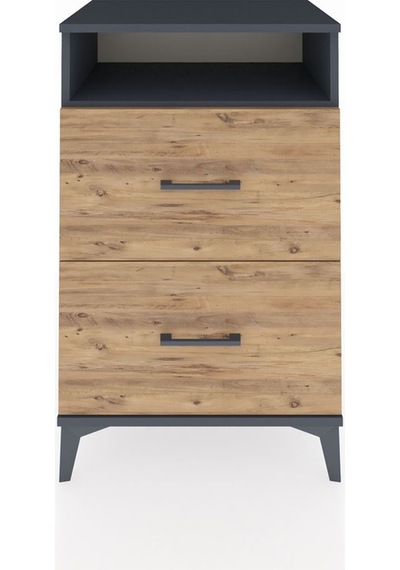 Hyperion Komodin Tek Raflı 2 Çekmeceli 60x44x96 Antrasit-çam Antrasit