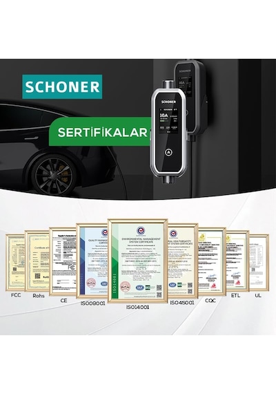 Schoner 3.5kw Taşınabilir Elektrikli Araç Şarj Istasyonu -tak Ve Şarj Et- Wi-fi/bluetooth Smart 5 Metre Tip2 Kabl Genel