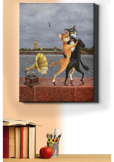 Webstyle Sayılarla Boyama Seti Kasnaklı Aşık Kedilerin Dansı 40 X 50 Cm