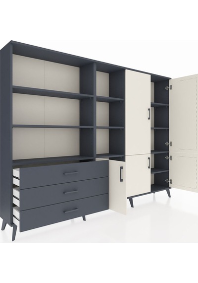 Arges Dolap 11 Raflı 3 Çekmeceli 5 Kapaklı 220x30x163 Antrasit-ay Antrasit-aytaşı/antrasit Arges Dolap 11 Raflı 3 Çekmeceli 5 Kapaklı 220x30x163 Antrasit-ay Antrasit-aytaşı/antrasit