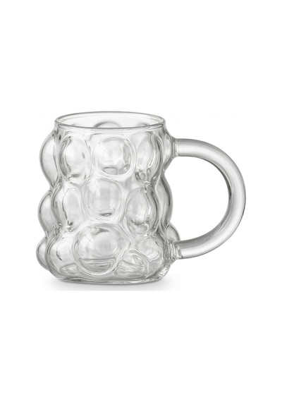 Boncuk Desenli Borosilikat Cam Bardak, 350 Ml Geniş Kapasite, Isıya Dayanıklı Yapı, Bulaşık Makinesinde Yıkanabilir, Ev Ofis Restoran İçin Uygun Kulplu Kahve Espresso Sunum Bardağı çok renkli