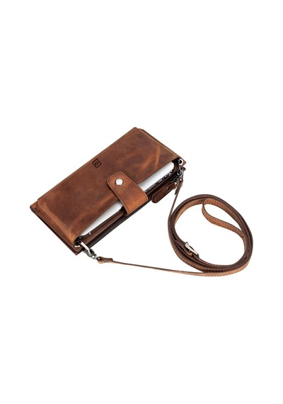 Lozan Strap 6.5 İnch Uyumlu Deri Kartlıklı Kılıf G2 Kahve Kahverengi