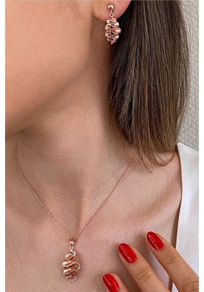 925 Ayar Gümüş Tasarım Rose Kalemli Set - 67021402 Gümüş