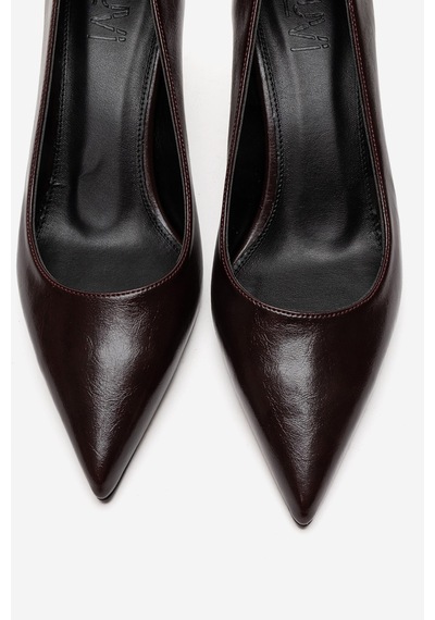 Luvishoes Velmıra Bordo Cilt Kadın Topuklu Ayakkabı