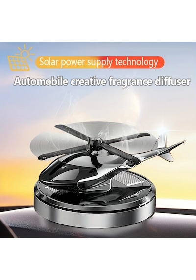Topnotch Solar Enerjili Helikopter Araç Kokusu Silvery Dönen Kanatlı Alüminyum Koku Yayıcı