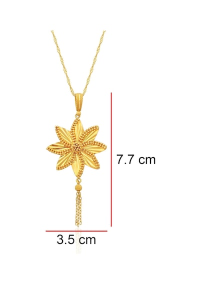 22 Ayar Altın Tasarım Çiçek Kolye Sarı