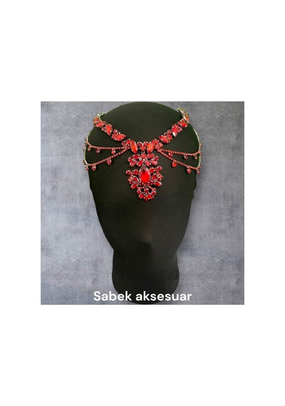Lunaria- Taşlı Alınlık Gelin Kına Nişan Kırmızı - 726456227 Kırmızı