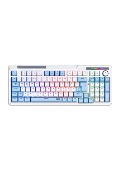 Dragos Colorpulse Mavi Beyaz Red Switch Hotswap Şarjlı Usb Wireless Bluetooth Full Rgb Mekanik Oyuncu Klavyesi