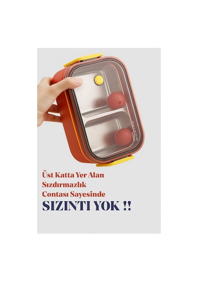 Vagonlife Bl50002-2 Pembe 1400 Ml 3 Bölmeli Paslanmaz Çelik Lunch Box Beslenme Kabı Çok Renkli