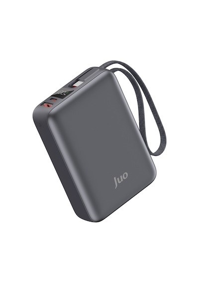 Juo 20000mah 45w Led Ekranlı Usb-a + Type-c Dahili Kablolu Powerbank Taşınabilir Pd Hızlı Şarj Cihazı Siyah