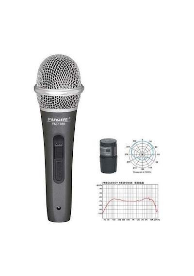 Fugue Fm-198b Dinamik Kablolu Mikrofon - Gümüş Başlıklı Başlangıç/orta Seviye Tek Yönlü Unidirectional Kardioid Yapı, Vokal Ve Sunum İçin Net Ses İletimi