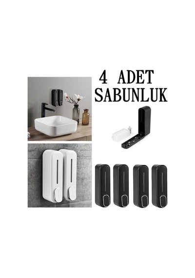 4 Adet Yeni Nesil Duvara Monte 350ml Sabunluk Manuel Ürün Şampuan