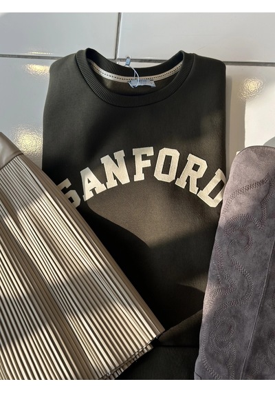 Olla Collection Yazı Baskılı Sweatshirt Haki Haki Yeşil