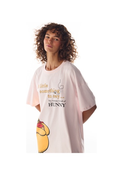 Penti Pembe Winnie The Pooh Ayı Desenli Kısa Kollu Gecelik