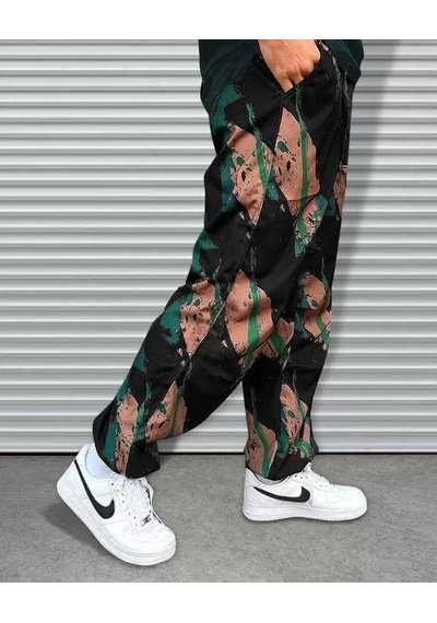 Unisex Beli Lastikli Cepli Paraşüt Pantolon - Siyah 001