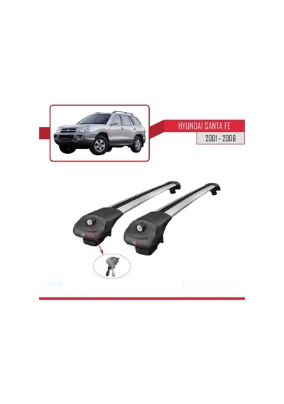 Hyundai Santa Fe Sm 2001-2006 Arası İle Uyumlu Ace-1 Ara Atkı Tavan Barı Gri