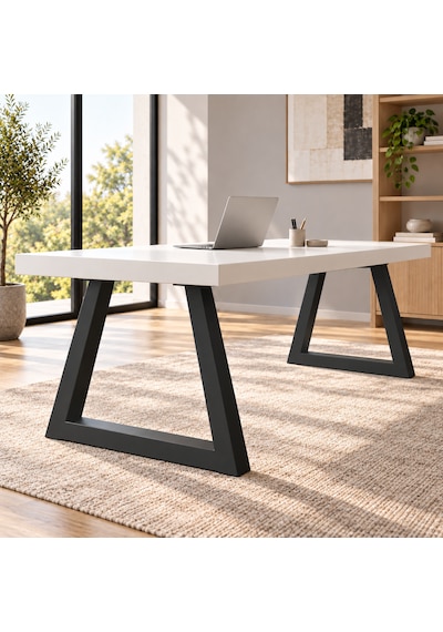 Evkolleksiyon Ters Trapez Metal Masa Ayağı 2 Li Takım 72x72 Cm 60x60 Çelik Profil Siyah