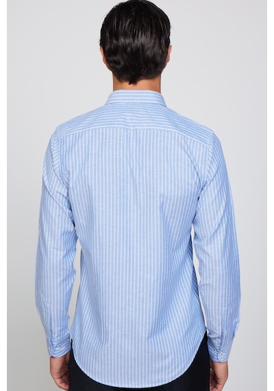 Tudors Slim Fit Uzun Kol Çizgili Yaka Düğmeli Erkek Gömlek-28525-multi Çok Renkli