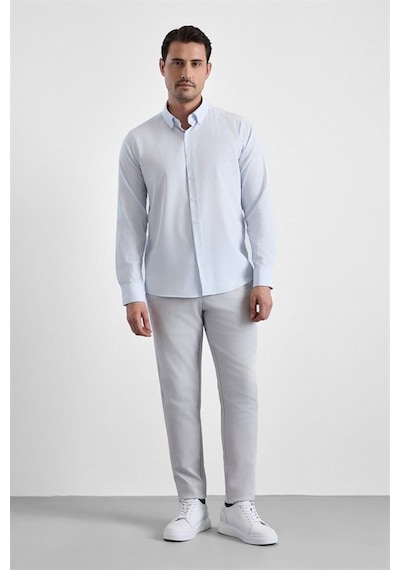 Süvari Buz Mavi Slim Düğmeli Yaka Casual Gömlek Gm1008400366-m01