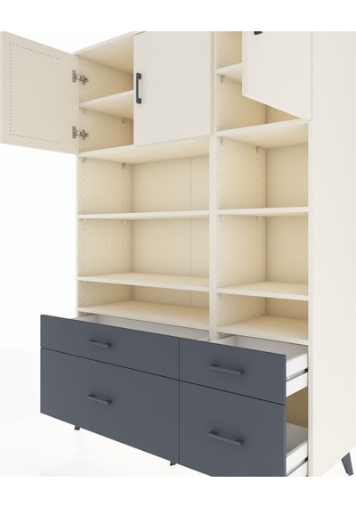 Hyperion Dolap 10 Raflı 4 Çekmeceli 3 Kapaklı 132x44x195 Aytaşı-aytaşı/antrasit Aytası/antrasıt