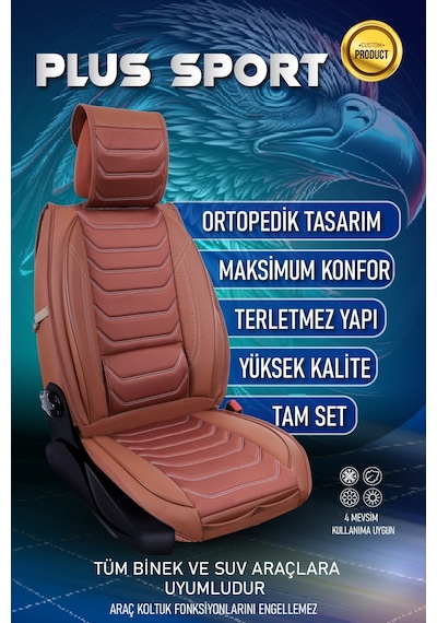 Renault Modus Uyumlu Lüx Deri Oto Koltuk Kılıfı Ön Arka Set Tarçın Sport Serisi Fs