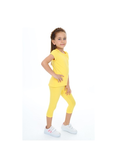 Toontoy Kids Toontoy Kız Çocuk Varaklı Kalp Baskılı Kaprili Takım Koyu Sarı