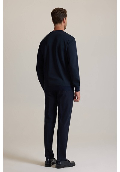 Ysf Erkek Lacivert Bisiklet Yaka Pamuklu Sweatshirt