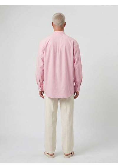Respire Erkek Dokulu Dolgun Oversize Gömlek Pembe