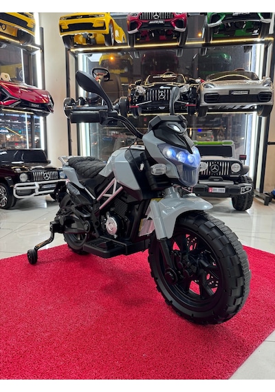 3-10 Yaş 12 Volt Akülü Motor Akülü Motosiklet Gri