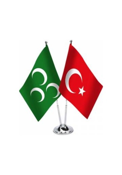Osmanlı Yeşil Üç Hilal Masa Bayrak Takımı