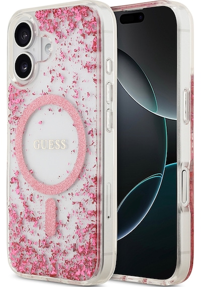 Apple Uyumlu iPhone 17  Kılıf Guess Lisanslı M-safe Özellikli Transparan Resin Bottom Kapak Pembe Pembe