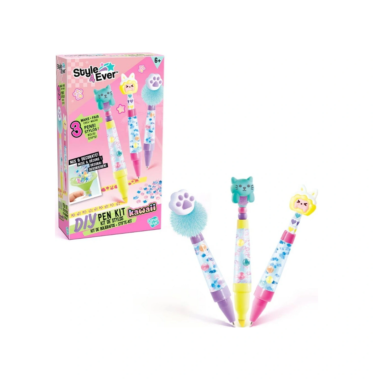 Kawaii Pembe Style 4 Ever Yummy Dıy Kalem Yapım Seti Çocuklar İçin 3 Lü Tatlı Tasarım Kit 20cm Çok Renkli