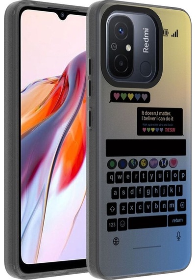 Xiaomi Redmi 12c Kılıf Desenli Zore Dragon Sert Kapak Klavye