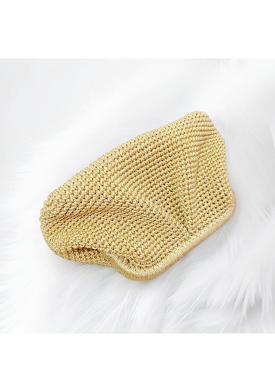 Embahandmade El Yapımı Simli Gold Clutch Çanta İç Astarlı Örgü Abiye Davet Çantası Metalik