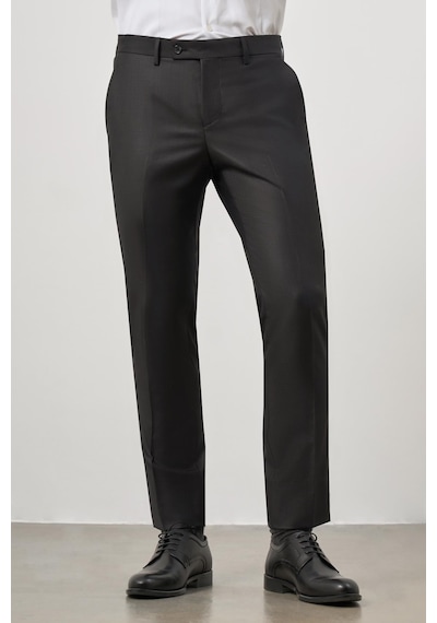 İmza Siyah Düz Bez Ayağı Slim Fit Classic Pantolon 1003245152 Siyah