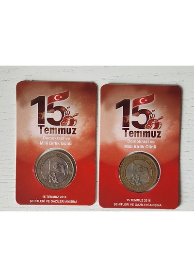 Edi Antik 15 Temmuz 2016 Demokrasi Ve Milli Birlik Günü Hatıra Para 2 Adet