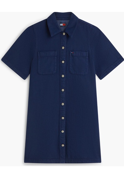 Tommy Hilfiger Tjw Kadın Fitilli A Kesim Denim Medium Elbise-16388 Lacivert
