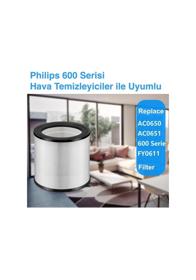 Philips Hava Temizleyici Filtresi - 600 Serisi Uyumlu Hepa Filtre