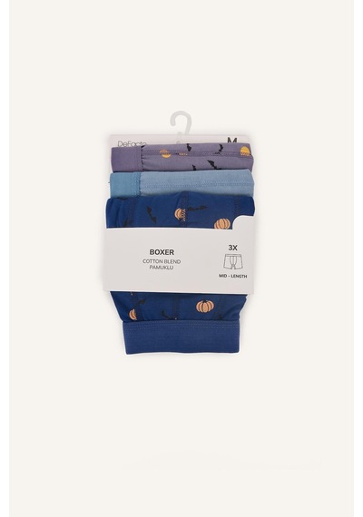 Defacto Regular Fit Desenli Normal Bel 3lü Boxer I3456ax26aunv30 Lacivert-nv30